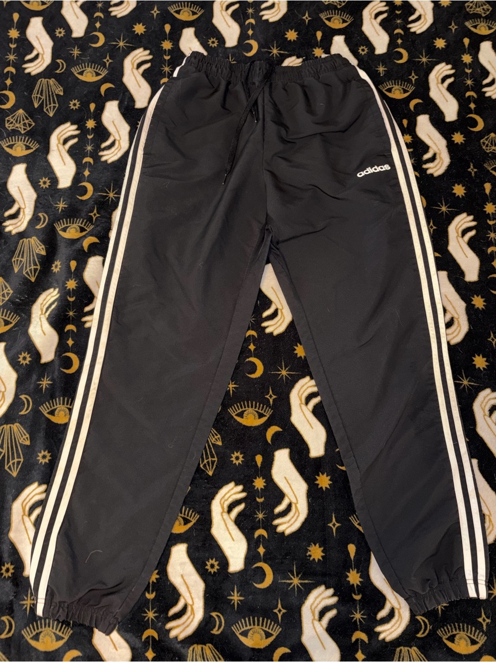 adidas Black Joggers with White Side Stripes